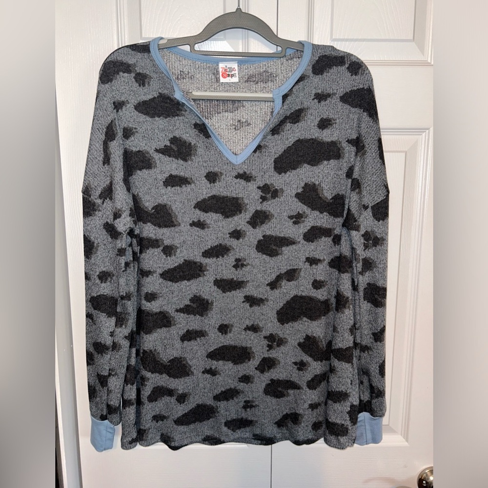 The ZigZag Stripe Gray/Blue‎ top Large